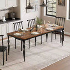 Table de salle à manger rectangulaire Senfot de 180 cm pour 8 personnes, table de cuisine rustique de style ferme avec grand plateau, longue table de salle à manger en bois avec pieds robustes
