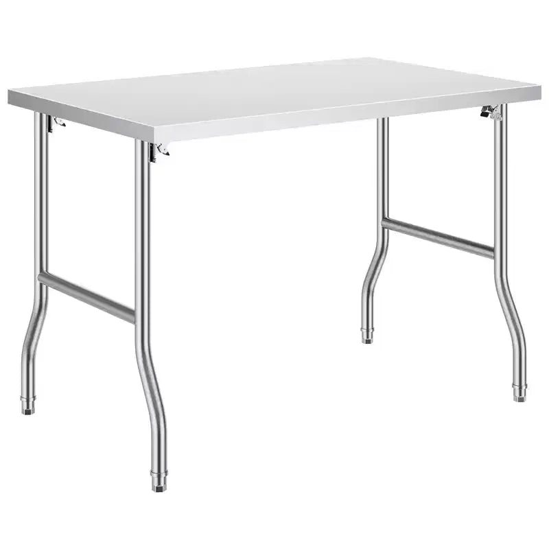 VEVOR Folding Commercial Prep Table,48 x 30 Inch Commercial Worktable Workstation,Heavy-duty Stainless Steel Folding Table with 300 lbs Load, Silver