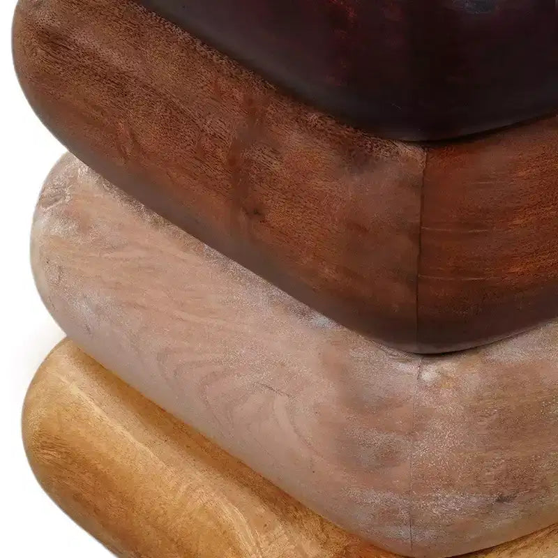 Table d'appoint Royal Hampton 45 cm, Design sculpté empilé, Bois de manguier et d'acacia