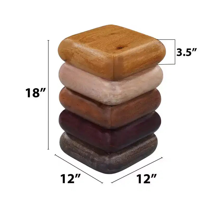 Table d'appoint Royal Hampton 45 cm, Design sculpté empilé, Bois de manguier et d'acacia