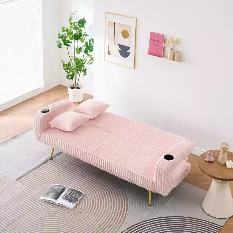 Canapé Zeus & Ruta minimaliste en velours côtelé avec coussins décoratifs