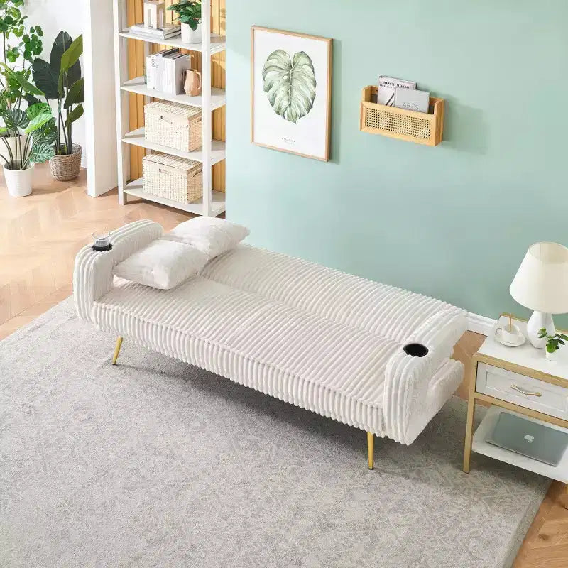 Canapé Zeus & Ruta minimaliste en velours côtelé avec coussins décoratifs