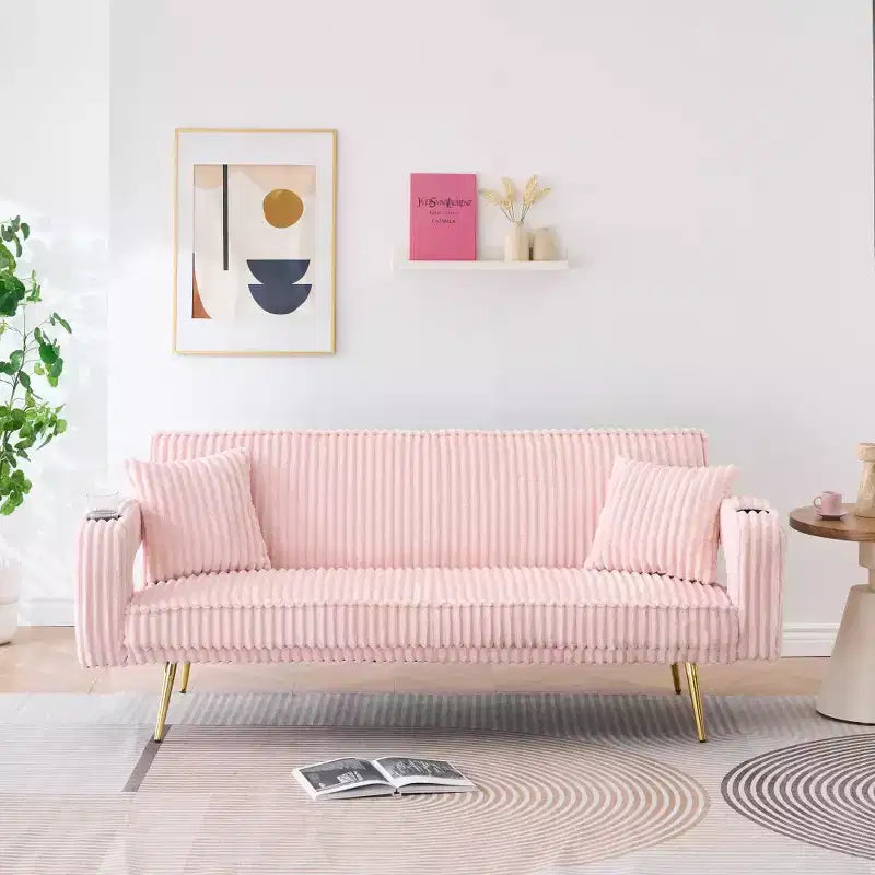Canapé Zeus & Ruta minimaliste en velours côtelé avec coussins décoratifs