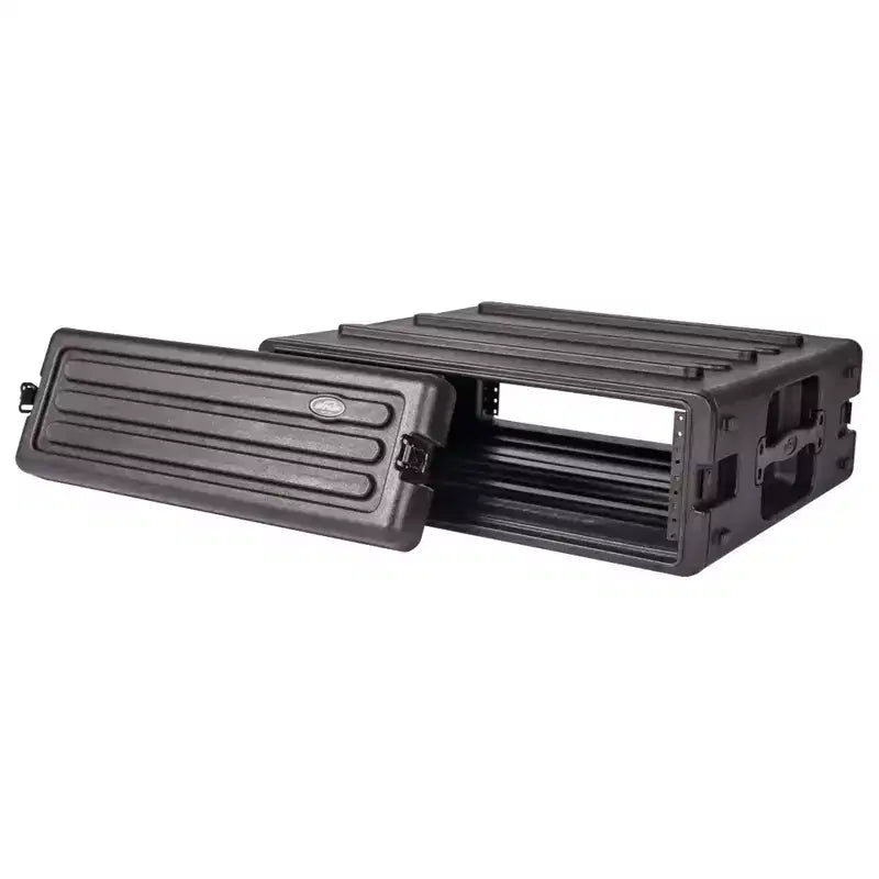 SKB 3U Roto Rack Case - Protection d'équipement en polyéthylène durable, empilable, étanche avec fermetures tournantes et pieds en caoutchouc pour musiciens, noir