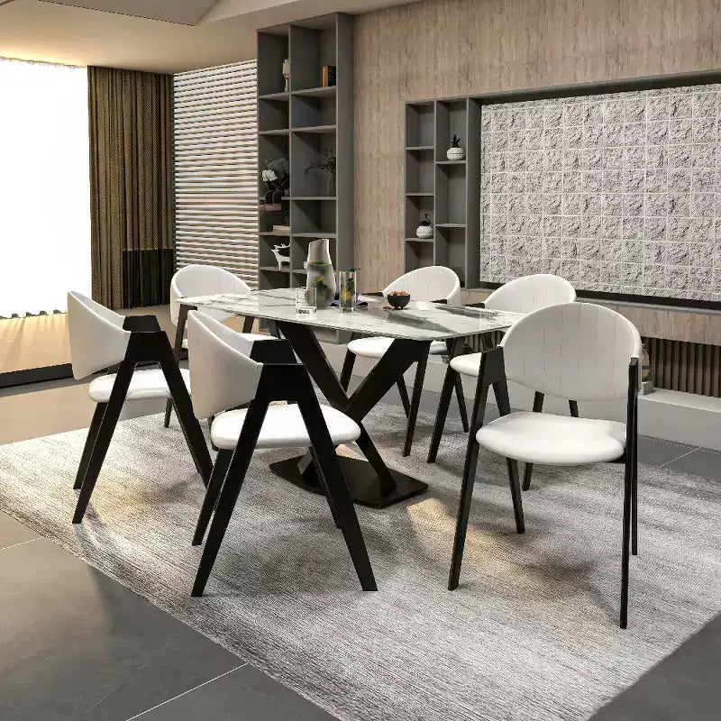 LeisureMod Savor Chaise de salle à manger moderne Chaises d'appoint rembourrées avec dossier incurvé et cadre en fer Chaises de cuisine et de salle à manger du milieu du siècle Lot de 4