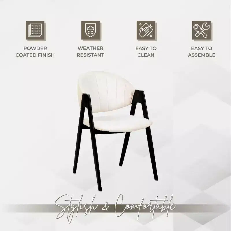 LeisureMod Savor Chaise de salle à manger moderne Chaises d'appoint rembourrées avec dossier incurvé et cadre en fer Chaises de cuisine et de salle à manger du milieu du siècle Lot de 4