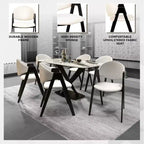 LeisureMod Savor Chaise de salle à manger moderne Chaises d'appoint rembourrées avec dossier incurvé et cadre en fer Chaises de cuisine et de salle à manger du milieu du siècle Lot de 4