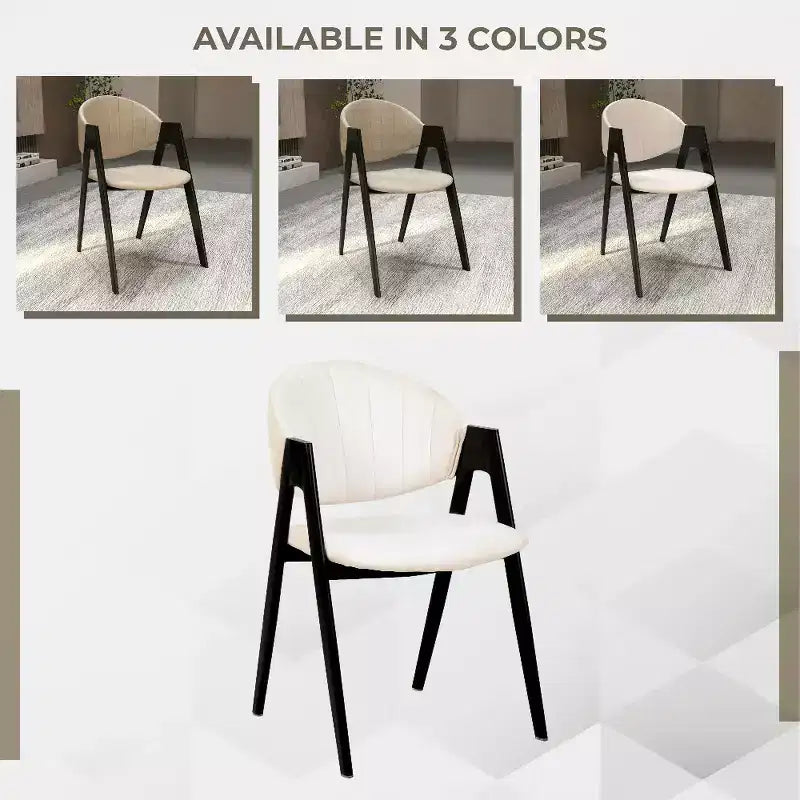 LeisureMod Savor Chaise de salle à manger moderne Chaises d'appoint rembourrées avec dossier incurvé et cadre en fer Chaises de cuisine et de salle à manger du milieu du siècle Lot de 4