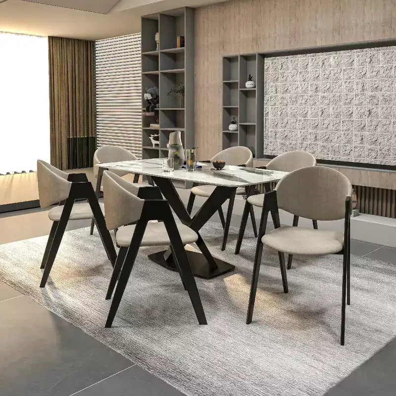 LeisureMod Savor Chaise de salle à manger moderne Chaises d'appoint rembourrées avec dossier incurvé et cadre en fer Chaises de cuisine et de salle à manger du milieu du siècle Lot de 4