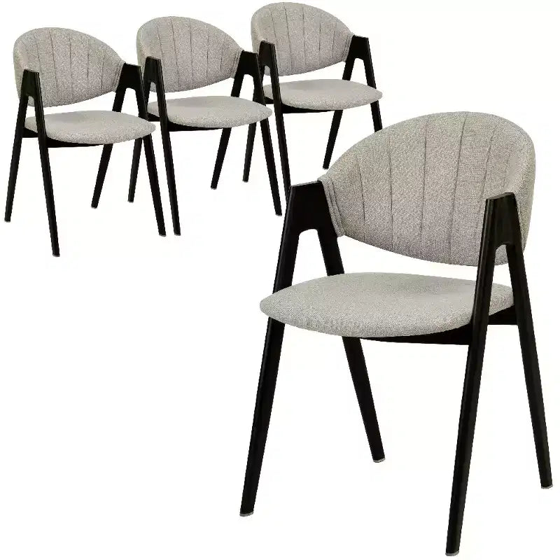LeisureMod Savor Modern Dining Chair  Upholstered Side Chairs with Curved Back and Iron Frame Mid-Century Kitchen & Dining Room Chairs Set of 4