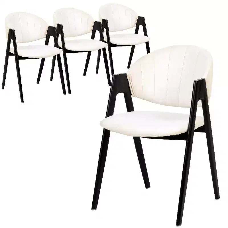 LeisureMod Savor Chaise de salle à manger moderne Chaises d'appoint rembourrées avec dossier incurvé et cadre en fer Chaises de cuisine et de salle à manger du milieu du siècle Lot de 4