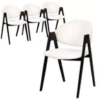 LeisureMod Savor Chaise de salle à manger moderne Chaises d'appoint rembourrées avec dossier incurvé et cadre en fer Chaises de cuisine et de salle à manger du milieu du siècle Lot de 4