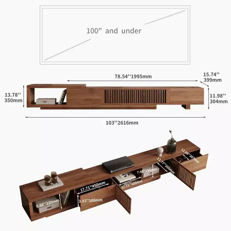 78,54 Meuble TV extensible en noyer moderne pour téléviseurs jusqu'à 100 Gaoyangjiaju