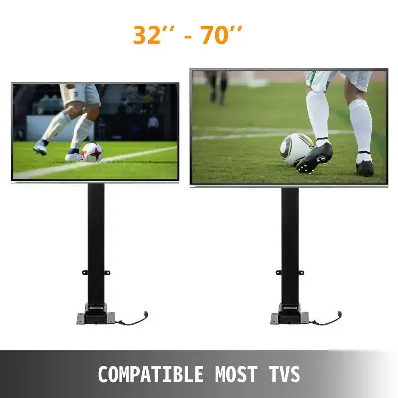 Support TV motorisé VEVOR avec pivot, hauteur réglable 73-173 cm pour téléviseurs 32-70 pouces, télécommandé, capacité 70 kg, noir