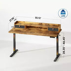 GALAXHERO Bureau électrique debout élargi de 55,24 pouces, poste de travail assis-debout réglable en hauteur avec 2 tiroirs, pour bureau à domicile