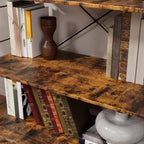 Étagère à 4 niveaux, grande bibliothèque avec cadre en acier, étagères industrielles pour bureau à domicile, salon, étagère rustique pour l'organisation et le rangement