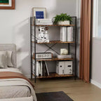 Étagère à 4 niveaux, grande bibliothèque avec cadre en acier, étagères industrielles pour bureau à domicile, salon, étagère rustique pour l'organisation et le rangement