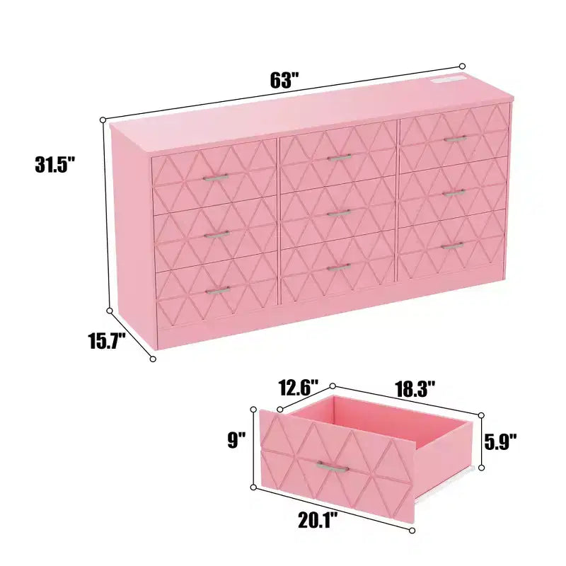 Commodes à 9 tiroirs, grande commode moderne pour chambre à coucher, longue commode en bois à 9 tiroirs, commode de rangement pour chambre à coucher, salon