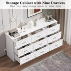 Commodes à 9 tiroirs, grande commode moderne pour chambre à coucher, longue commode en bois à 9 tiroirs, commode de rangement pour chambre à coucher, salon