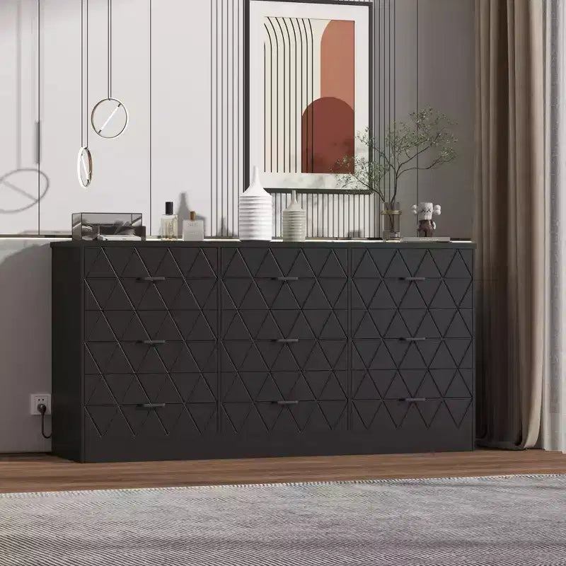 Commodes à 9 tiroirs, grande commode moderne pour chambre à coucher, longue commode en bois à 9 tiroirs, commode de rangement pour chambre à coucher, salon