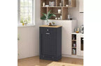 COZONY Wood Trash & Recycling Cabinet with Hideaway Drawer  Pet-Proof Freestanding Kitchen Bin Holder, Space-Saving Design