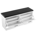 VEVOR Entryway Shoe Storage Bench, 39.4 x 12.0 x 18.7 Inch Shoe Organizer with Flip Drawers, 440lbs Narrow Shoes Rack Bench, Black + White