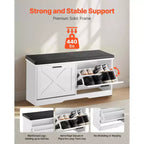 Banc de rangement pour chaussures d'entrée VEVOR, organiseur de chaussures avec tiroirs basculants de 100 x 30,5 x 47,5 cm, banc porte-chaussures étroit de 200 kg, noir + blanc