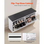 Banc de rangement pour chaussures d'entrée VEVOR, organiseur de chaussures avec tiroirs basculants de 100 x 30,5 x 47,5 cm, banc porte-chaussures étroit de 200 kg, noir + blanc