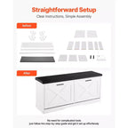 Banc de rangement pour chaussures d'entrée VEVOR, organiseur de chaussures avec tiroirs basculants de 100 x 30,5 x 47,5 cm, banc porte-chaussures étroit de 200 kg, noir + blanc