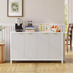 CuisinSmart 55 Buffet cannelé avec rangement, grand buffet avec 4 portes et étagères réglables, table console de buffet de cuisine