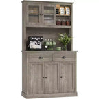 TROPOW Meuble de Rangement de Cuisine de Ferme avec Tiroirs et Étagères Réglables, Meuble de Rangement Autonome de 180 cm de Haut, Meuble de Bar à Café
