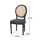 Chaises de salle à manger GDFStudio Towner en bois et cannage avec revêtement en tissu au style champêtre français (Lot de 2)