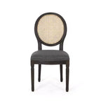 Chaises de salle à manger GDFStudio Towner en bois et cannage avec revêtement en tissu au style champêtre français (Lot de 2)