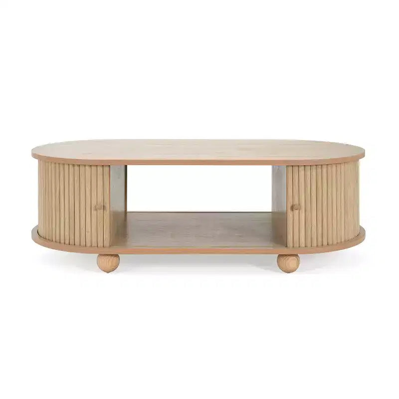 Table basse ovale avec porte accordéon - ModernLuxe