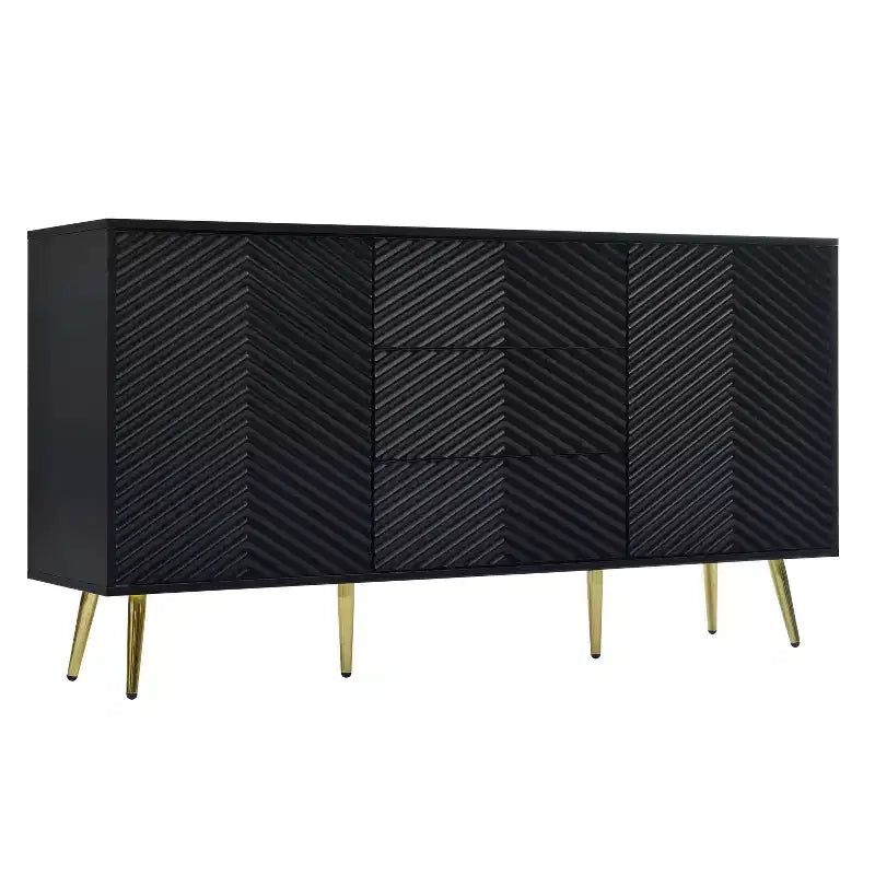 Okak Buffet/bahut vintage, meuble de rangement avec 4 portes et 2 tiroirs, meuble de bar à café pour cuisine, salon, chambre
