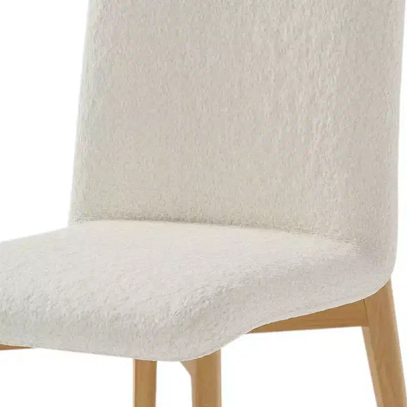 HomeRoots Lot de deux chaises de salle à manger avec dossier rembourré en bouclé blanc cassé et naturel