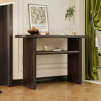 MAYEERTY Table console élégante et minimaliste avec bords arrondis et étagère robuste pour salon, couleur expresso