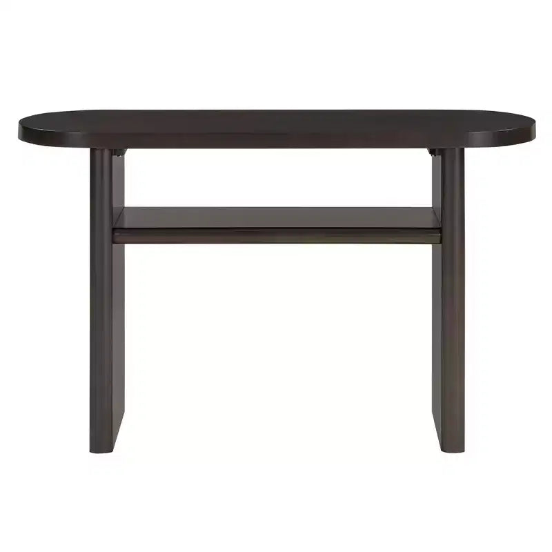MAYEERTY Table console élégante et minimaliste avec bords arrondis et étagère robuste pour salon, couleur expresso