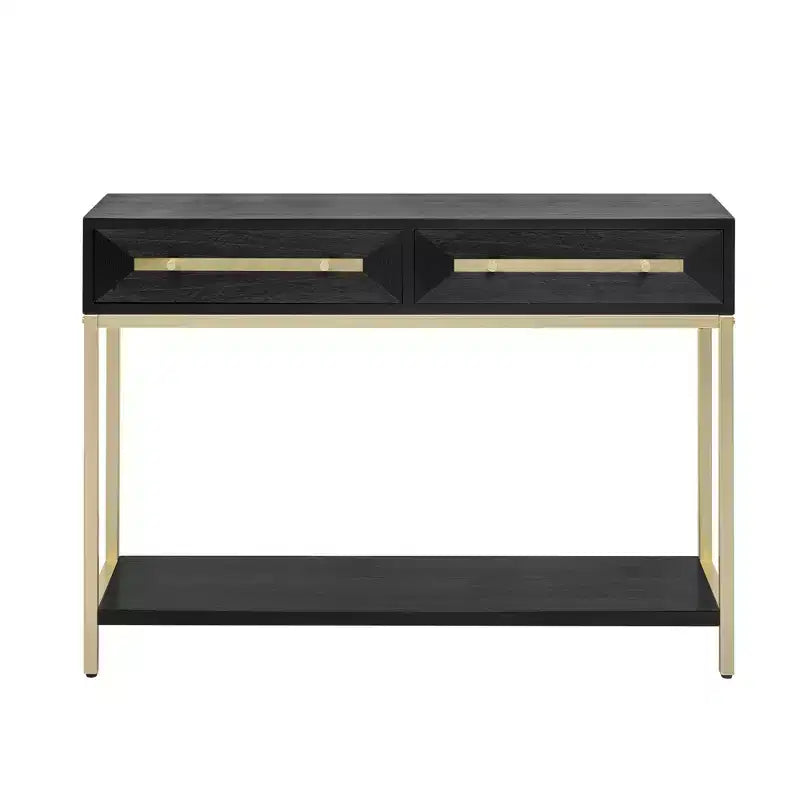 MAYEERTY Table console avec deux tiroirs Design géométrique rétro saisissant pour le salon Noir