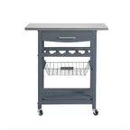 30Mobile Îlot de Cuisine Roulant Chariot de Service avec Tiroir Inférieur et Panier de Rangement Coulissant en Fil de Fer