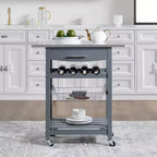30Mobile Îlot de Cuisine Roulant Chariot de Service avec Tiroir Inférieur et Panier de Rangement Coulissant en Fil de Fer