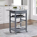30Mobile Îlot de Cuisine Roulant Chariot de Service avec Tiroir Inférieur et Panier de Rangement Coulissant en Fil de Fer