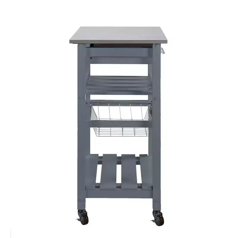30Mobile Îlot de Cuisine Roulant Chariot de Service avec Tiroir Inférieur et Panier de Rangement Coulissant en Fil de Fer