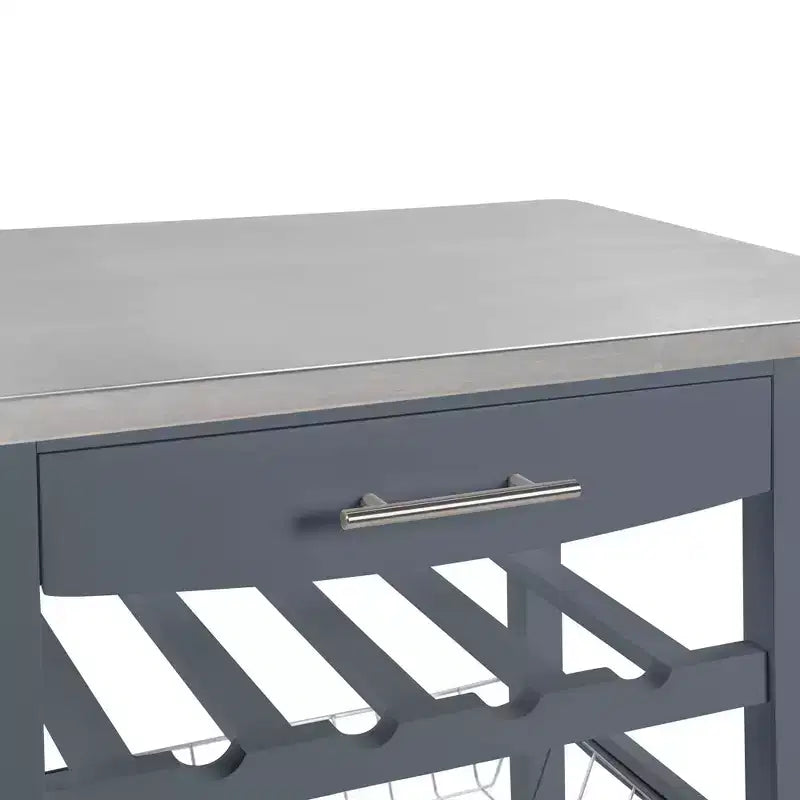 30Mobile Îlot de Cuisine Roulant Chariot de Service avec Tiroir Inférieur et Panier de Rangement Coulissant en Fil de Fer