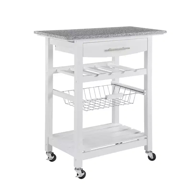30Mobile Îlot de Cuisine Roulant Chariot de Service avec Tiroir Inférieur et Panier de Rangement Coulissant en Fil de Fer