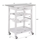 30Mobile Îlot de Cuisine Roulant Chariot de Service avec Tiroir Inférieur et Panier de Rangement Coulissant en Fil de Fer