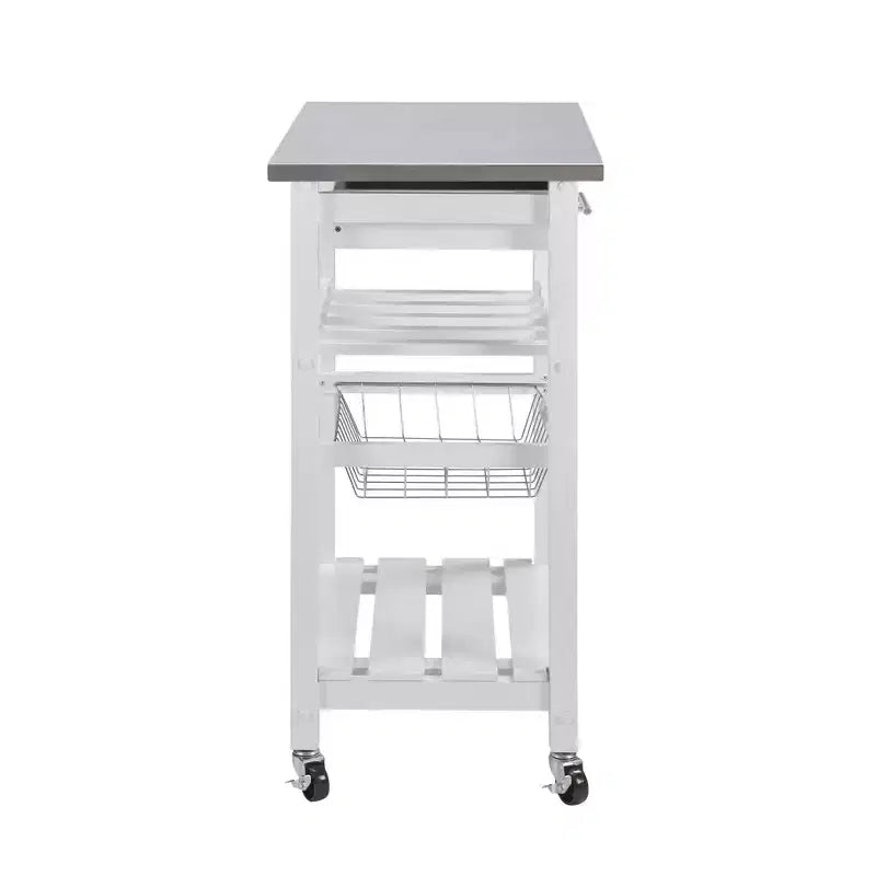 30Mobile Îlot de Cuisine Roulant Chariot de Service avec Tiroir Inférieur et Panier de Rangement Coulissant en Fil de Fer