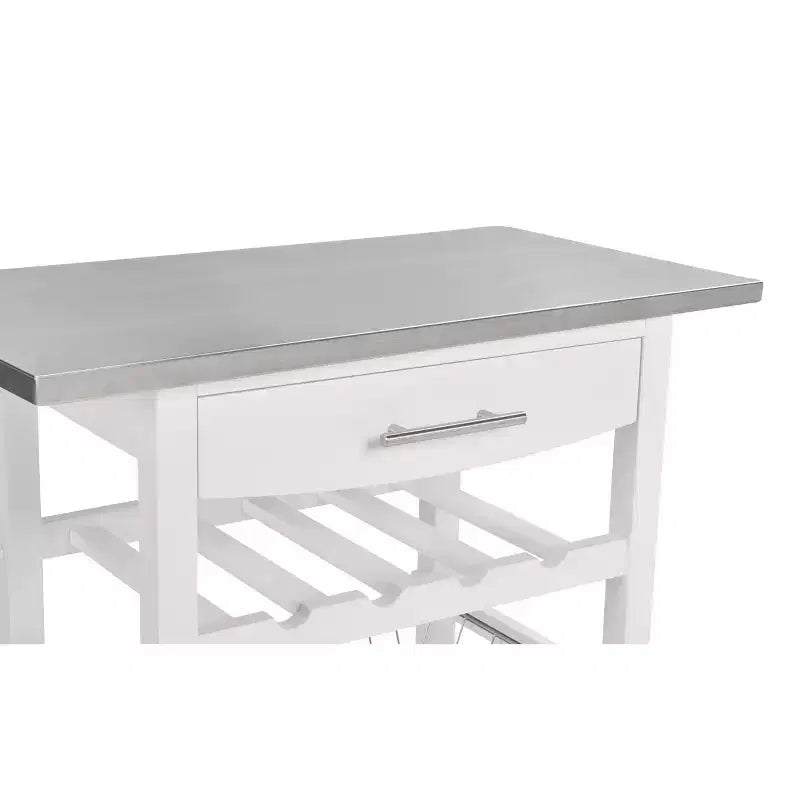 30Mobile Îlot de Cuisine Roulant Chariot de Service avec Tiroir Inférieur et Panier de Rangement Coulissant en Fil de Fer