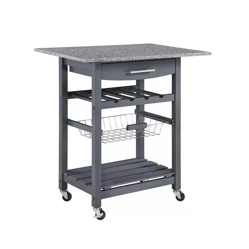 30Mobile Îlot de Cuisine Roulant Chariot de Service avec Tiroir Inférieur et Panier de Rangement Coulissant en Fil de Fer
