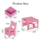 Ensemble Table d'activités 4-en-1 avec plateau amovible, table avec tiroirs et étagère, mobilier multifonctionnel pour tout-petits pour le dessin et la lecture